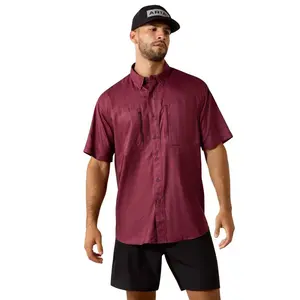 Ariat Men's Printed Venttek Classic Fit Maroon Banner Short Sleeve Shirt
