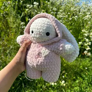 Crochet Bunny & Onesie Plushie Amigurumi Bunny Crochet Farm Animal Adorable Design Versatile Use Farm Animal Theme Cozy Companion