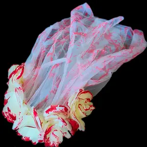 Halloween Blood Roses Headband Ghost Bride Blood Veil Headband Halloween Horror Makeup Props Headgear