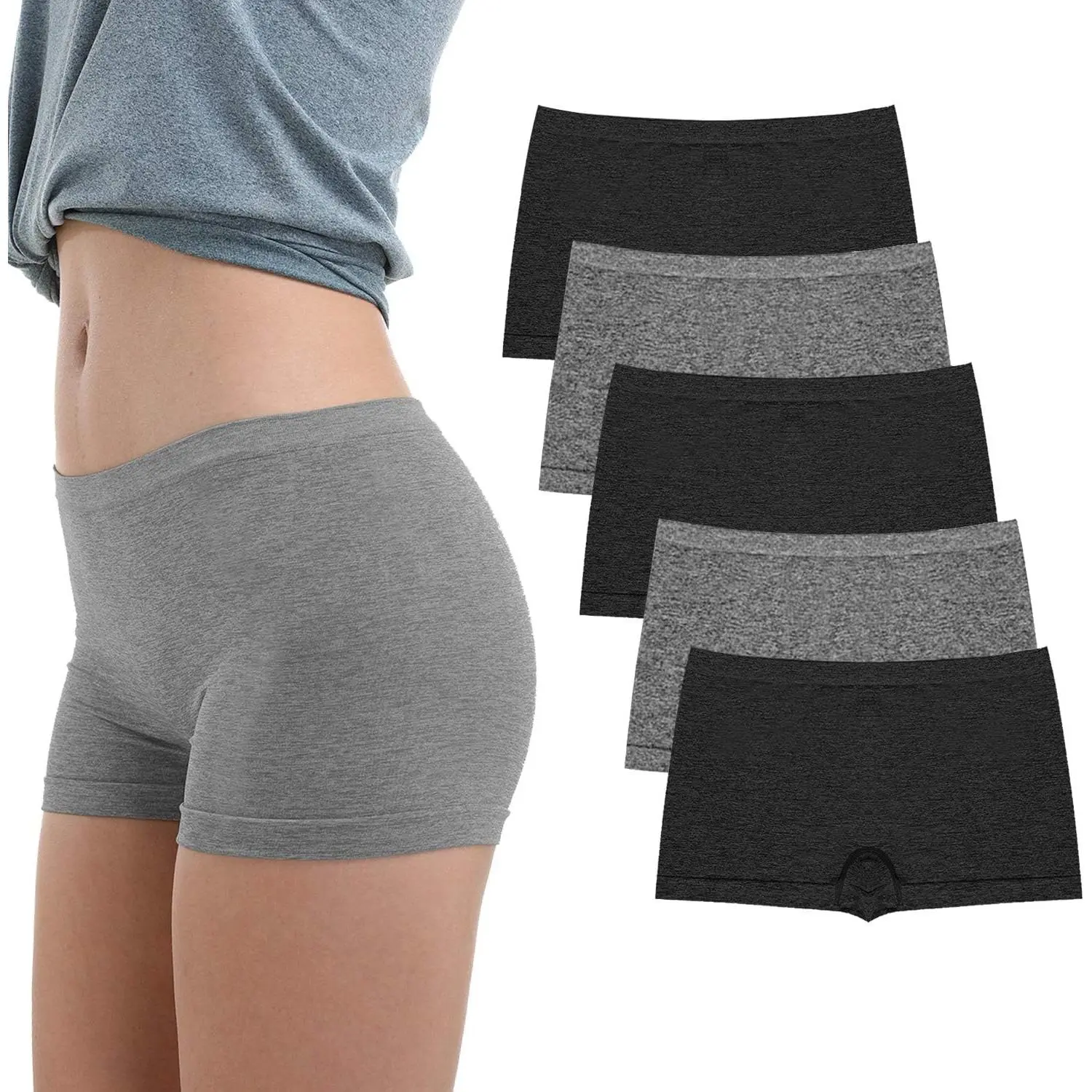 Women's Boxer Shorts 5-Pack, Full Coverage Cotton Underwear with a Seamless Fit and Elastic Waist, Soft & Breathable for All Day Comfort, Panties, Five Pack