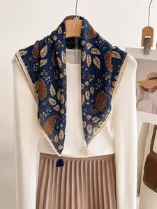 Multifunctional Paisley Fringe Scarf, Multi-Color Bohemian Square Scarf, Neck Head Bathing Suit Covering Scarf, Stylish Accessory