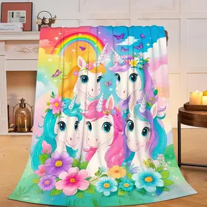 Unicorn Blanket Cute Unicorns Throw Blanket Soft Warm Cozy Fleece Fuzzy Plush Colorful Flannel Blankets Gifts for Girls Women Boys Kids Adults 40"X50"