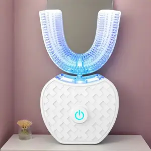 Automatic Ultrasonic 360 Sonic Toothbrush, Waterproof Rechargeable Electric, Teeth Whitening Brush for Travel & Household (White)
