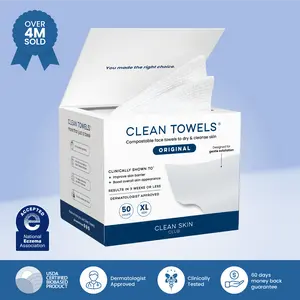 Clean Towels XL TikTok Shop - Ultra Soft Disposable Bio-Based Face Towel for Skincare Comfort