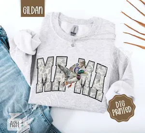 Camo Duck Mama Sweatshirt, Hunting Crewneck, Cute Women's Sweater, Gift for Her