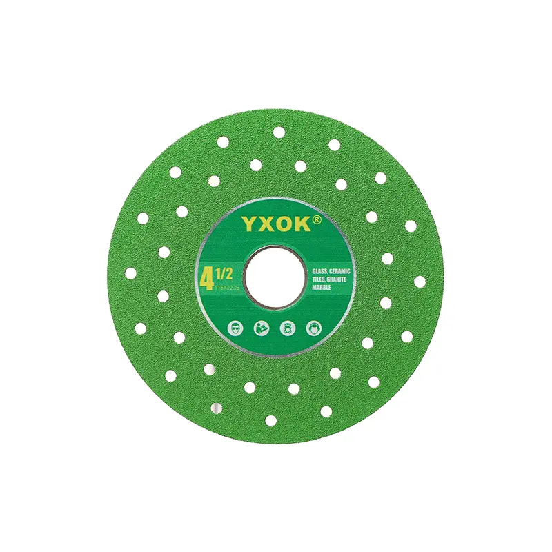 YXOK 1PCS 115mm Diamond Saw Blades For Cutting And Grinding Tile And Marble,Ceramic, 45 Degree Chamfered Cutting Disc Porous Design, Angle Grinder Tools