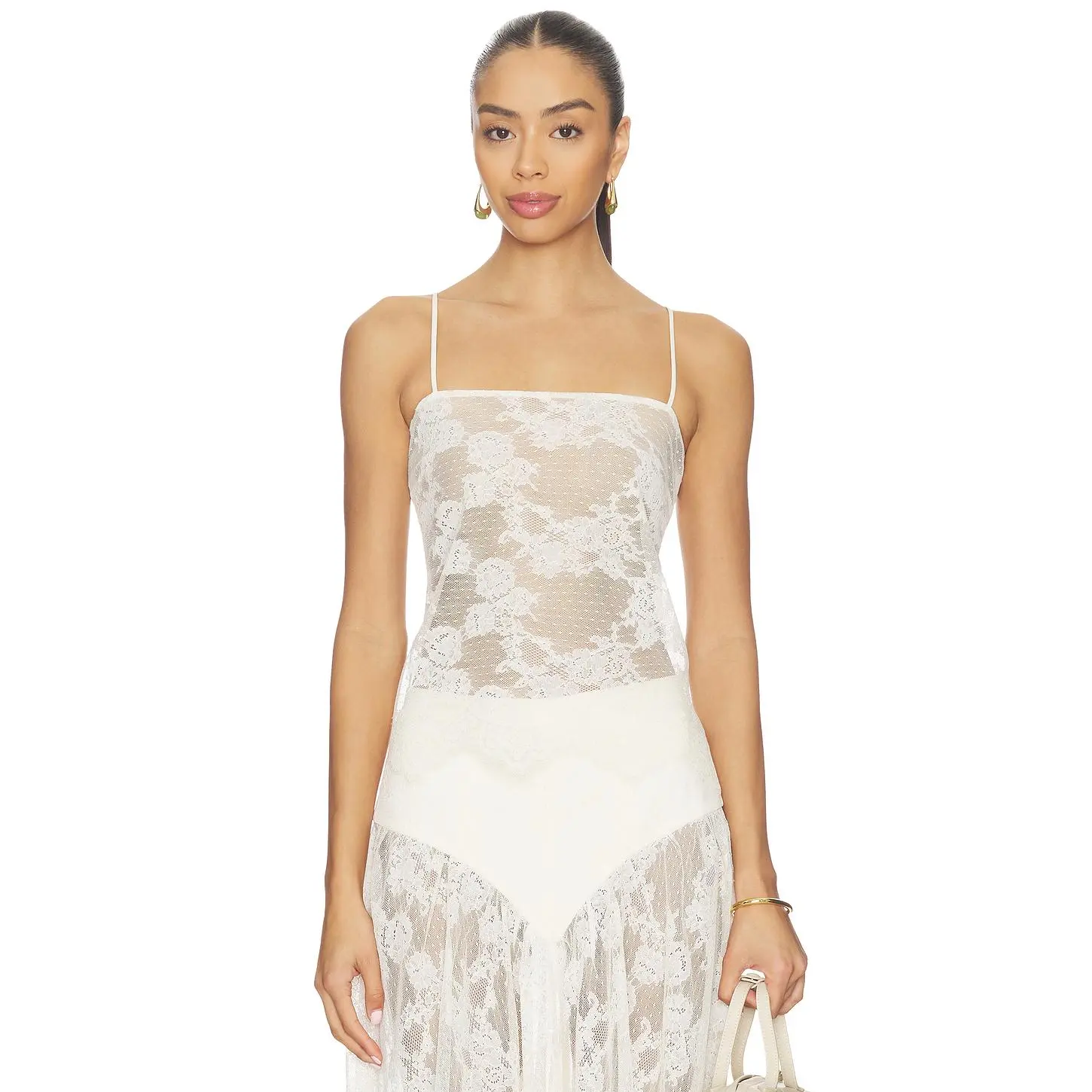 Bardot Hildie Sheer Lace Cami in Light Beige