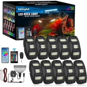 Nilight RGBW LED Rock Lights Kit, 10 Pods 22LED Wide Angle Remote & Bluetooth App Dual Control with Music Modes Multicolor Underglow Neon Wheel Well Light Fit for ATV UTV SUV Offroad Truck RZR Boat