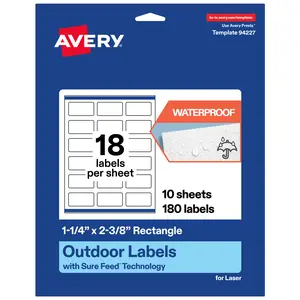 Avery Outdoor Waterproof Labels, 1-1/4" x 2-3/8" Rectangle