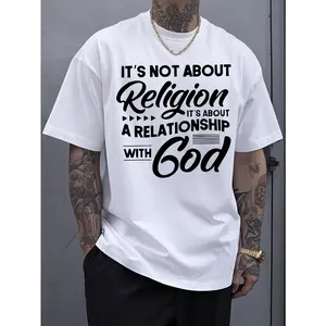 Men's Relaxed Fit T-Shirt with Geometric Print, Casual Shortsleeve Round Neck Tee in Breathable Stretch Cotton Fabric