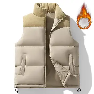 Men's Winter Stand Collar Outdoor Casual Skin-Friendly Comfortable Quilted Contrast Color Fashion Versatile Vest Jacket