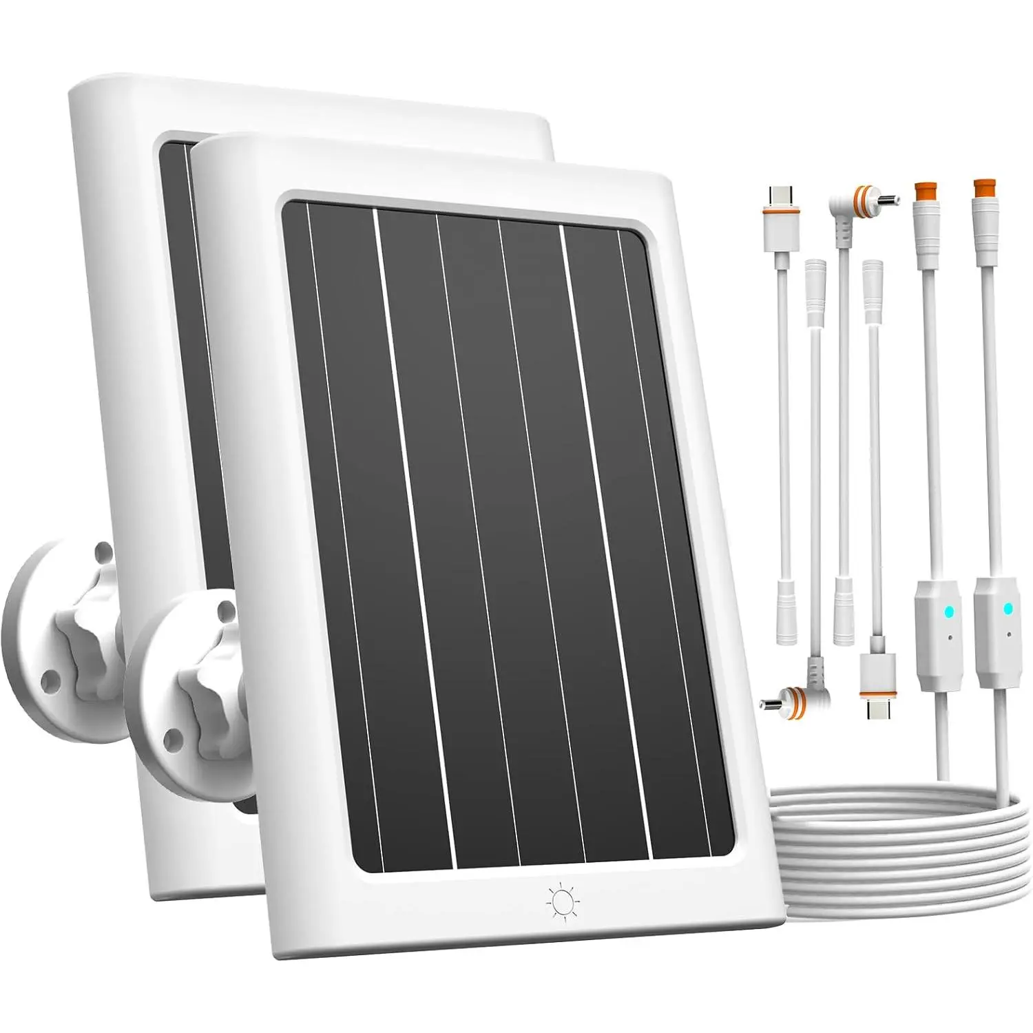 2-Pack 5W Output Outdoor Solar Panel Battery Charger for Ring Spotlight Cam Plus Pro, Stick Up Cam, with 15*8cm Size, Adjustable Wall Mount Installation Kit, 13ft Cable, Indicator Light, IP66 Waterproof, USB-C DC Ports (Charge Controllers & Accessories),