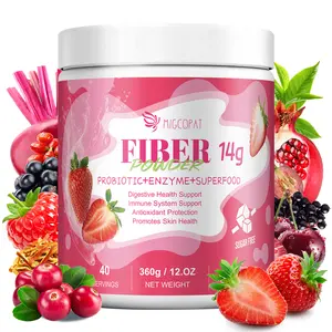 12.OZ Migcopat Superfood  Fiber Powder with Probiotics, Prebiotics, Digestive Enzymes, Vitamin C, Inulin, Magnesium, 14G Fiber Supplement for Digestive Support & Skin Health, Strawberry, 40 Serv,#Summervibes outdoorfun