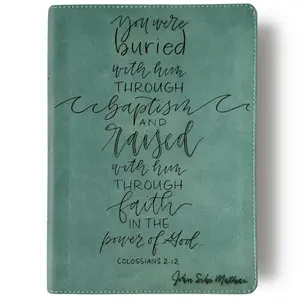 Personalized NASB Large Print Journaling Bible -Teal - Buried With Him Through Baptism - Add a Name for FREE - CUSTOM