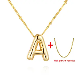 Bubble Letter Necklace Balloon Initial Necklaces for Women Girls Dainty Alphabet Pendant 18K Puffy Name Personalized Jewelry Gift