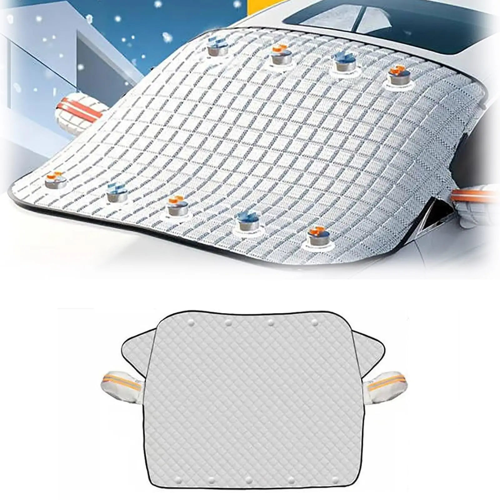 4-Layer Magnetic Windshield Cover for Car, 2026 Upgrade Magnetic Windshield Snow Cover with Side Window and Rearview Mirror Protector, for Most Cars, SUV, Truck, 360 All-Season Cover (62.2 × 45.6 in)