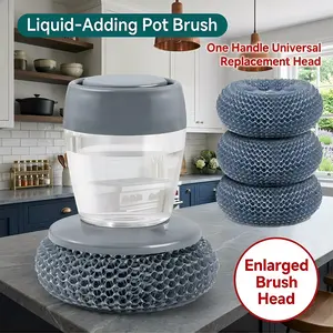 Soap Dispensing Cleaning Brush – Automatic Liquid Filling, Comfort Grip Handle for Kitchen Dish & Pot Washing