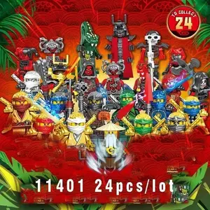 Hot Toys 24Pieces Anime Characters Ninja Figures Jay Lloyd Samukai Cole Harumi Ultra Violet Pyro Snake Building Block Kids Toys