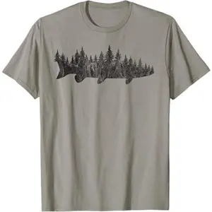 Musky Pine Forest Treeline - Outdoor Fishing Angler T-Shirt