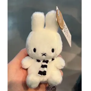 Kawaii Miffy Black and White Striped Scarf Hanging Cute Doll Cute Mini Figure Doll Pendant Christmas Gift for Girls Boys
