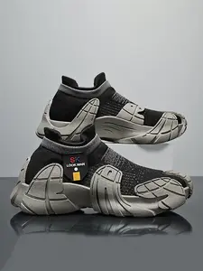 Summer New Men's Sport Casual Shoes, Athletic Sneakers, Breathable Mesh Patch Design, Anti-Slip Wear-Resistant Thick Sole Dad Sneakers