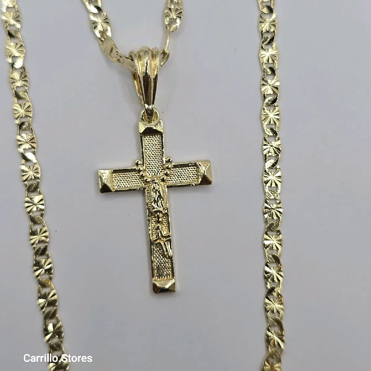 Cross with virgin rosary gold  color necklace gold-plated fashion style 18"inches 24"inches available