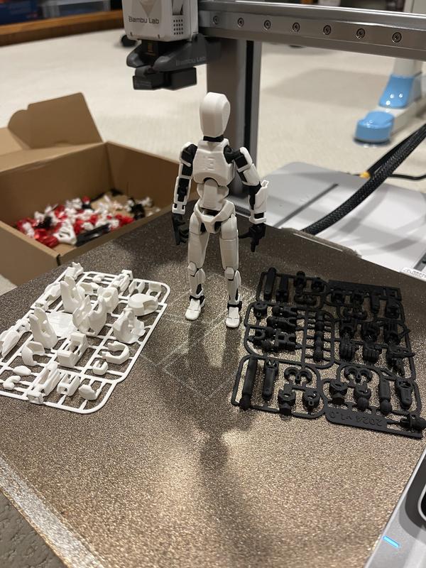 3D Printed Dummy 13 Action Figure with Moveable Joints White and Black Collectible Toy 5 Inch Tall Eco-Friendly PLA Material