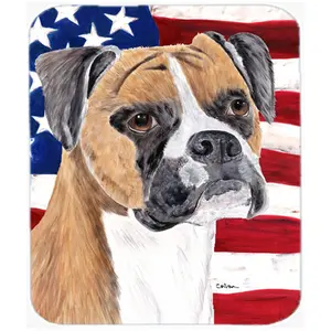 Carolines Treasures  Usa American Flag With Boxer Mouse Pad- Hot Pad Or Trivet