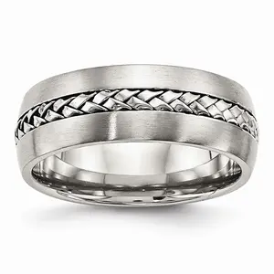 Braided Wedding Band in Stainless Steel, 8mm