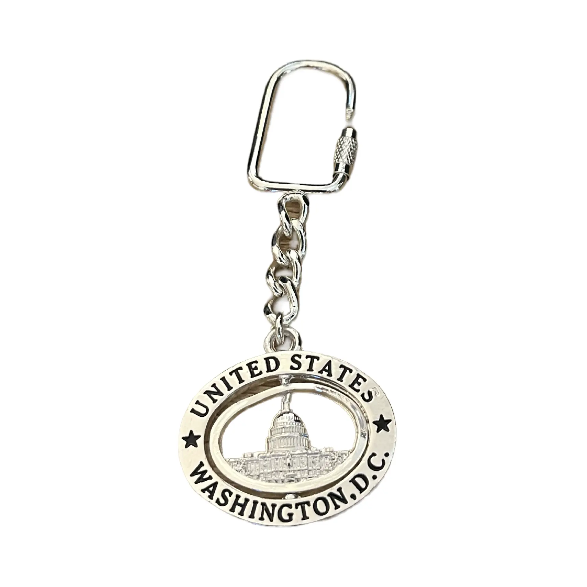 Keychains Assorted - United States Washington D.C. Design with Circular Charm and Chain Attachment