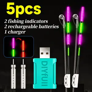 5pcs Fishing Gear Set, fishing equipment, Rechargeable Batteries, LED Fish Finder Lights, USB Charger Included, Universal for Saltwater & Freshwater
