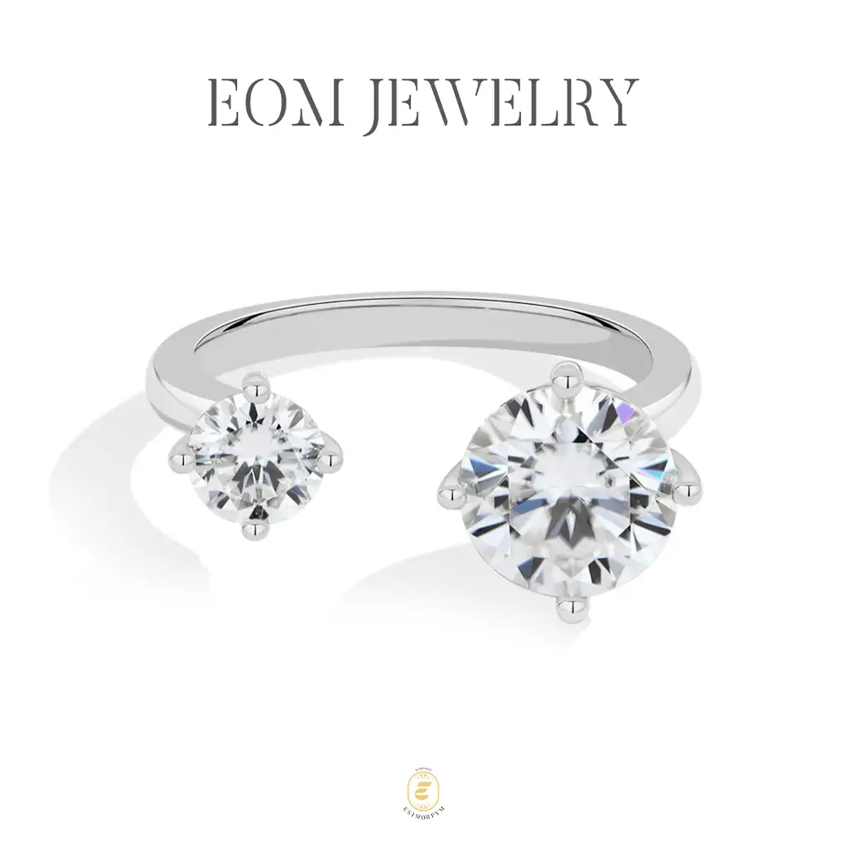 Moissanite 1.5ct Twin Flame Eternity Open Ring Silver-Plated Jewelry Wedding Engagement Anniversary Valentine's Day Birthday Gift Daily Wear