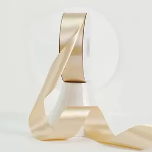 Champagne Satin Ribbon - Elegant and Versatile for Gift Wrapping and Decorative Uses