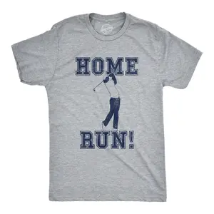 Mens Home Run Golf T Shirt Funny Sarcastic Sports Tee Mens Funny T Shirts Cool Vintage Fashion T-Shirt Gift Classic Menswear Golf Apparel for Men Funny Baseball Short Sleeve Novelty Tees for Guys Light Grey