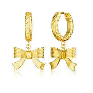 Loyalove  Gold Layered Earrings for Women Trendy Bow Hoops Simple Twist Huggie Dainty Cubic Zirconia Jewelry