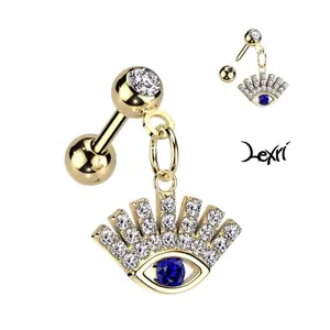 Gold Lucky Evil Eye Cartilage Barbell