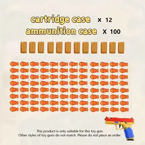 Shell-throwing toy pistol shell toy  bullet set, a gift for toy pistol lovers-quick-assembly design of shooting accessories, which can be reused. Including 12 plastic toy casings and 100 plastic toy bullets
