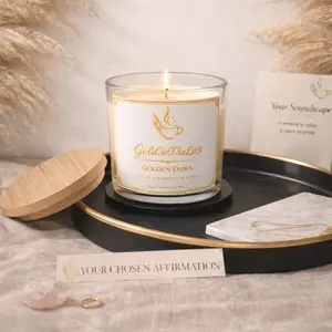 GOLDEN DAWN ~ Luxury Affirmation Candles (12 oz) | Flame • Flameless