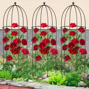 MOPHOTO 3 Pack Bird Cage Plant Support, 47" H Large Metal Plants Support Frame for Tomatoes Peonies Lily Rose and Other Flopping Flowers Garden Decor for Outdoor Plants Flowers Vegetables