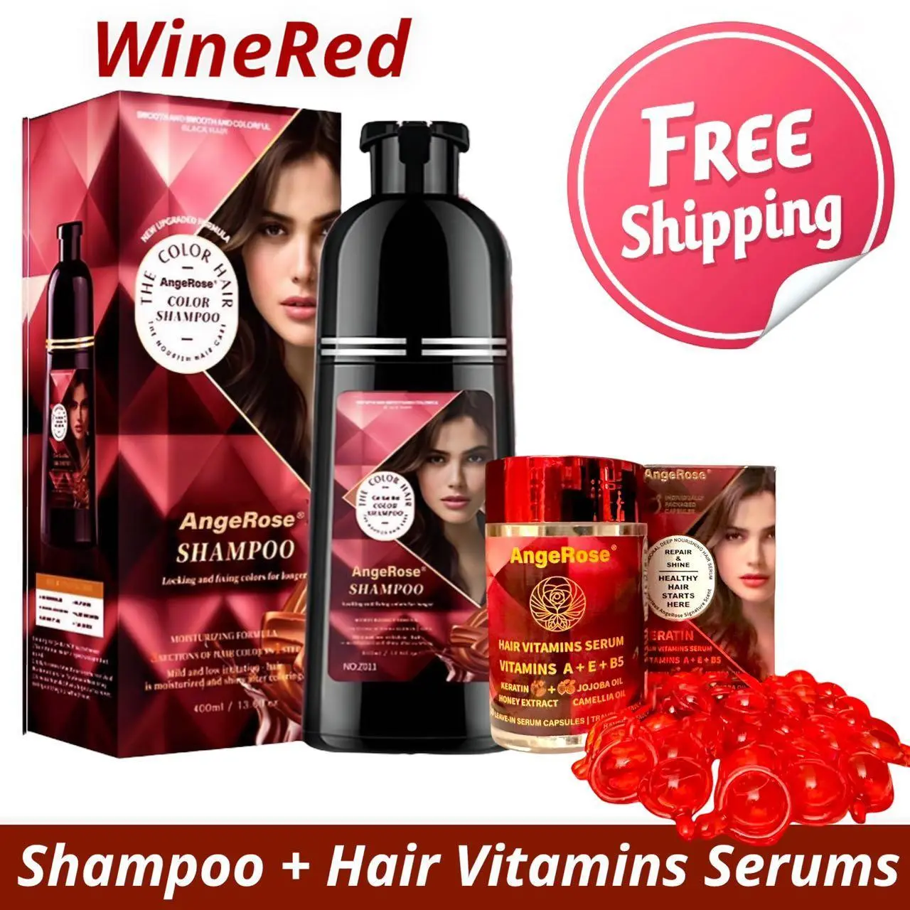 Wine Red + Keratin Hair Vitamin Serum