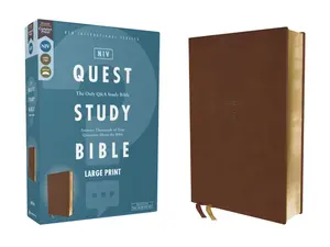 NIV, Quest Study Bible, Large Print, Leathersoft, Brown, Comfort Print: The Only Q and A Study Bible by Christianity Today Intl. [Leatherbound Book]