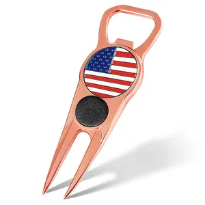 Golf Divot Repair Tool and Ball Marker 7-in-1 Value 1 Pack, Premium Leather Grip Tools with Belt Clip, Club Tee, Club Groove Cleaner, Bottle Opener, Putting Alignment Guide, Golf Accessory