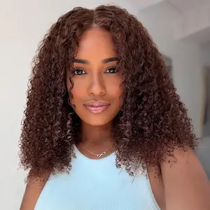 Chocolate Brown Curly Bob Wig Human Hair Glueless Lace Front 180 Density Short Volume Bob Wig for Black Women – Perfect for Summer Hairstyles Black Girls, Curly Hair Hairstyles & Natural Hairstyles Black Girls