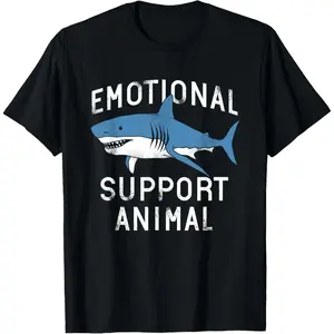 Emotional Support Animal Funny Scary Shark Pun Humor Shark T-Shirt