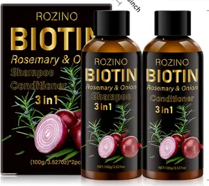[5 sets] Rozino Biotin Shampoo & Conditioner Kits 5 Sets for Healthy Hair Growth Rosemary & Onion 3 in 1 Formula Biotin Enriched Comprehensive Hair Care