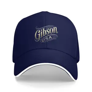 S&T Gibson USA Logo Baseball Cap Unisex-100% Breathable Unisex Hat, Gold Letters, Comfortable for All Seasons, Structured Six-Piece Design and Curved Brim, Suitable for Outdoor Sports, Casual and Leisure Wear - Ideal Choice for Music Fans and Gibson Brand