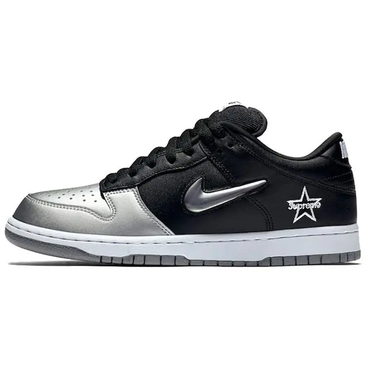 Nike X Supreme SB Dunk Low Qs Metallic Silver' Skate Shoes Unisex CK3480-001