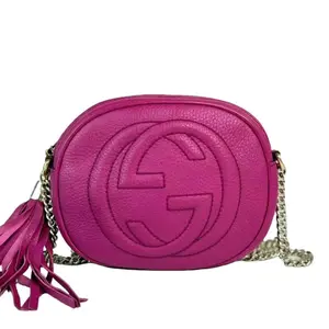 Pre-owned GUCCI Leather Crossbody Bags Purple Small Soho Chain Crossbody Bag with Tassel Detail and Classic GG Embossed Design