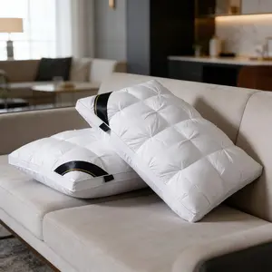 Two luxury hotel-quality pillows, providing deep sleep and neck support, with a high core that won't collapse in all seasons, modern pillow design, soft textured finish, neck pillow, machine washable, designed specifically for home and RV bedrooms.