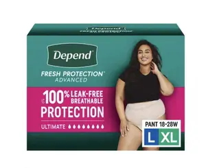 Depend Fresh Incontinence Underwear For Women Size L/XL (18-28W) 68 Count